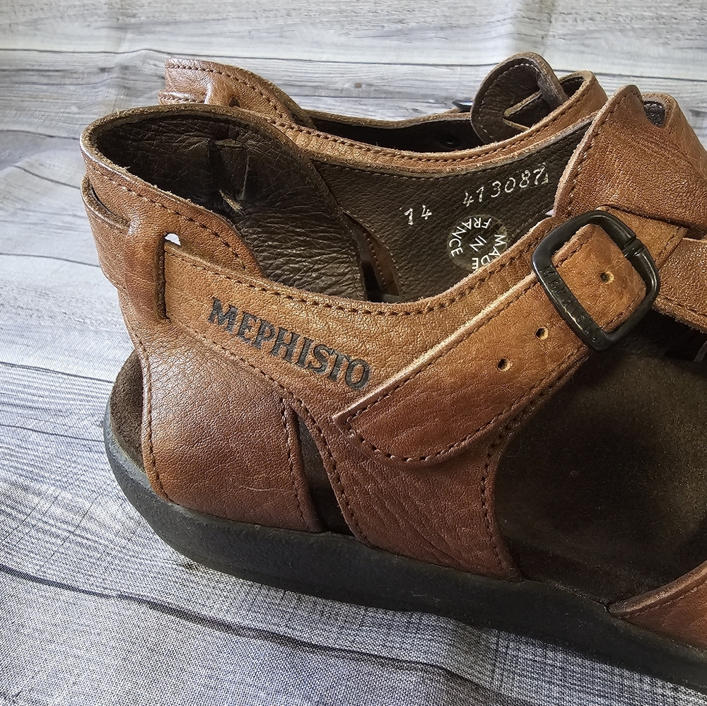Mephisto Brown Leather Strappy Comfort Sandals - Picture 3 of 12